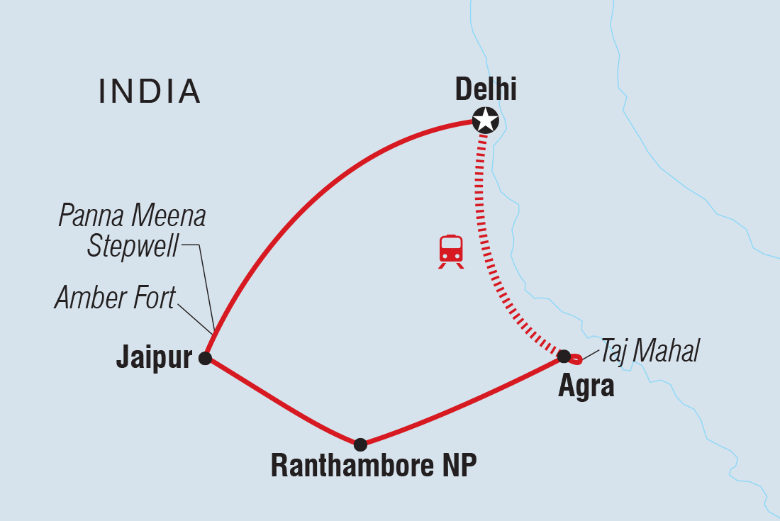 North India Highlights Itinerary Map