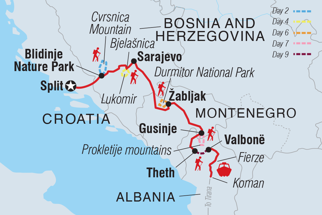 Hiking the Balkans: Via Dinarica Itinerary Map