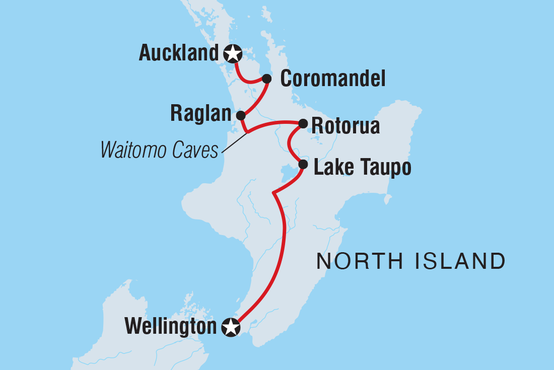 New Zealand Northern Trail (Southbound) Itinerary Map