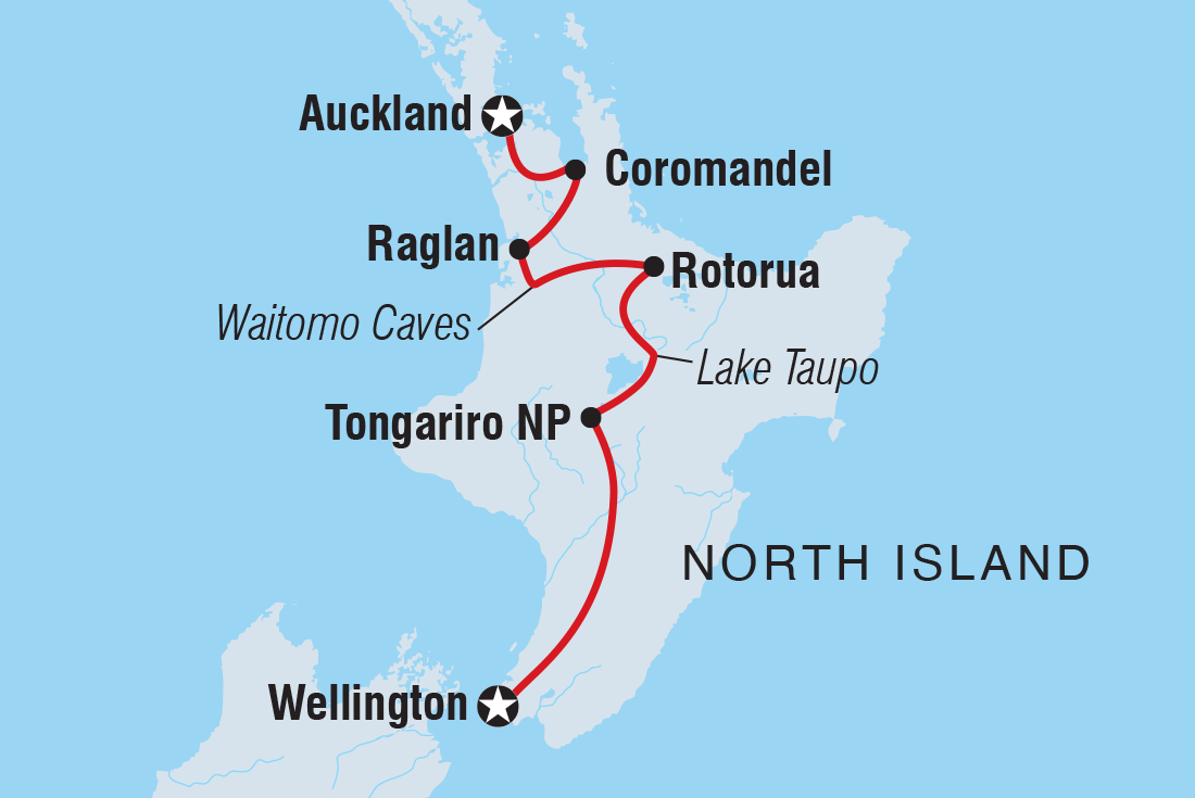 New Zealand Northern Trail (Northbound) Itinerary Map