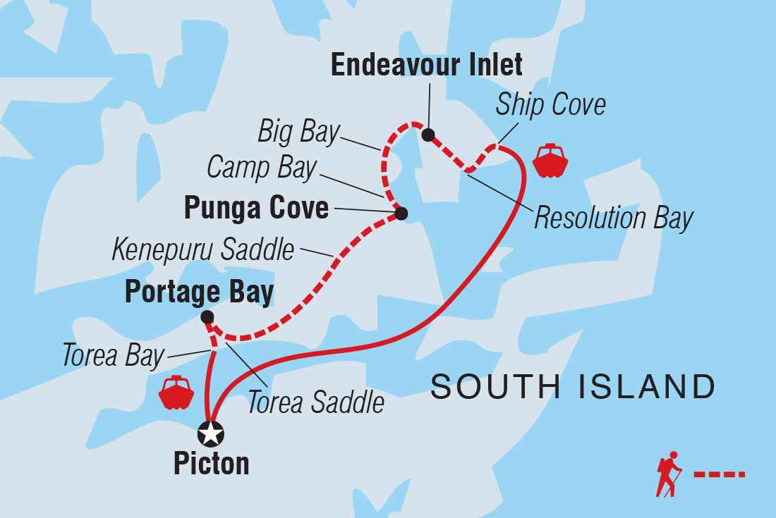 tourhub | Intrepid Travel | Walk New Zealand's Queen Charlotte Track | Tour Map