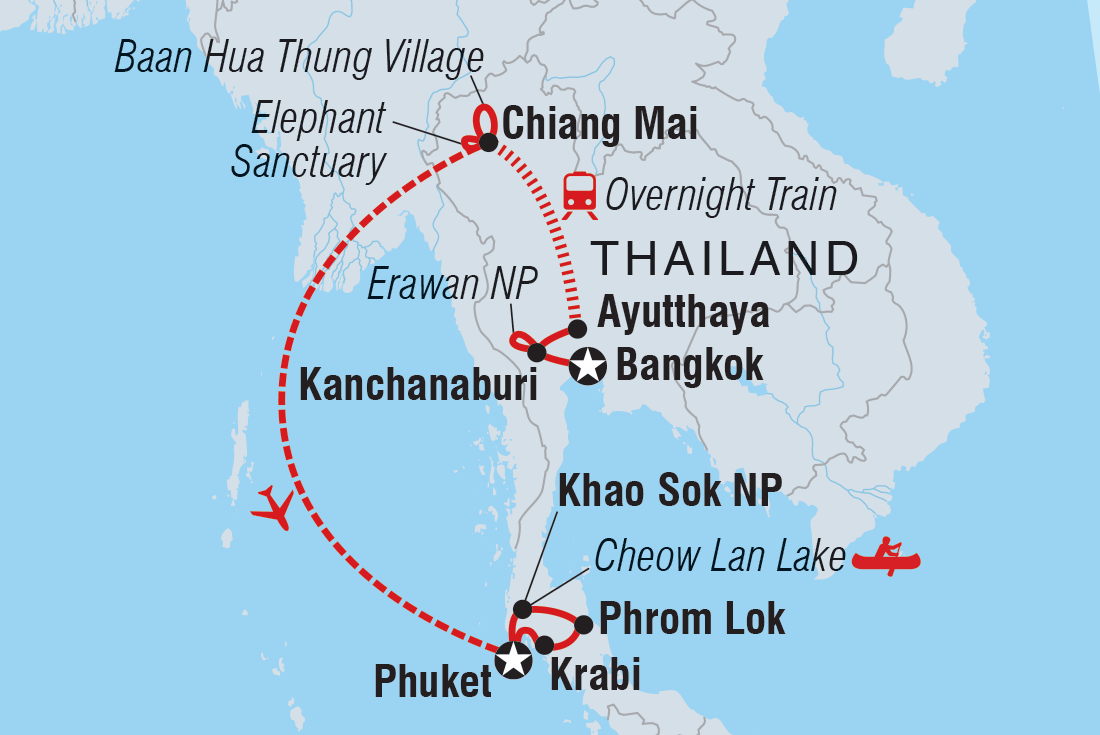 tourhub | Intrepid Travel | Best of Thailand Family Holiday | Tour Map