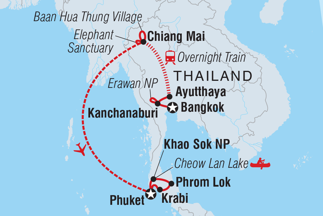 Best of Thailand Family Holiday Itinerary Map