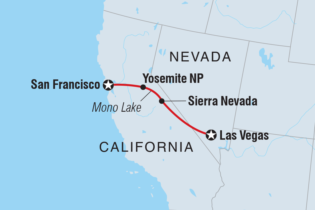 Vegas to San Fran Itinerary Map