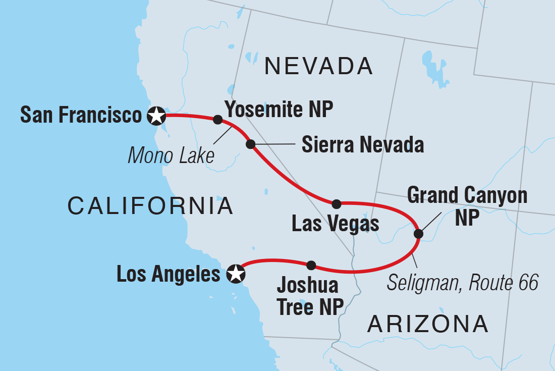 Wild Western USA Itinerary Map