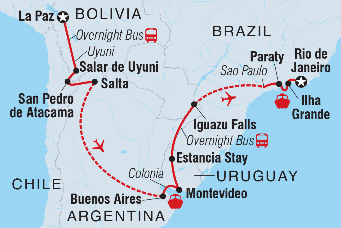 tourhub | Intrepid Travel | Real Bolivia to Brazil | Tour Map