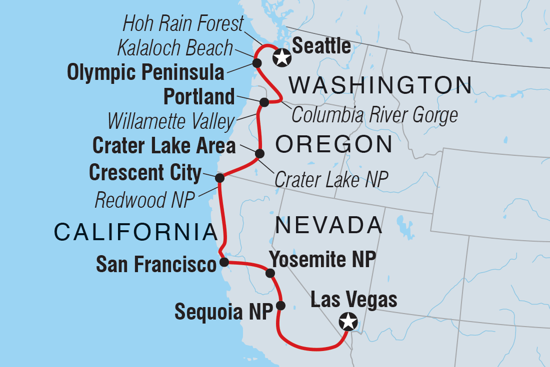 West Coast Discovery Itinerary Map