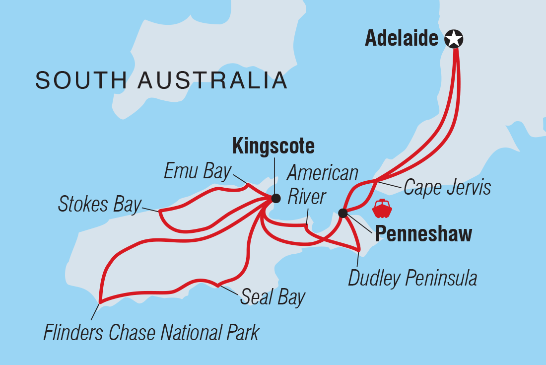 Kangaroo Island Adventure Itinerary Map