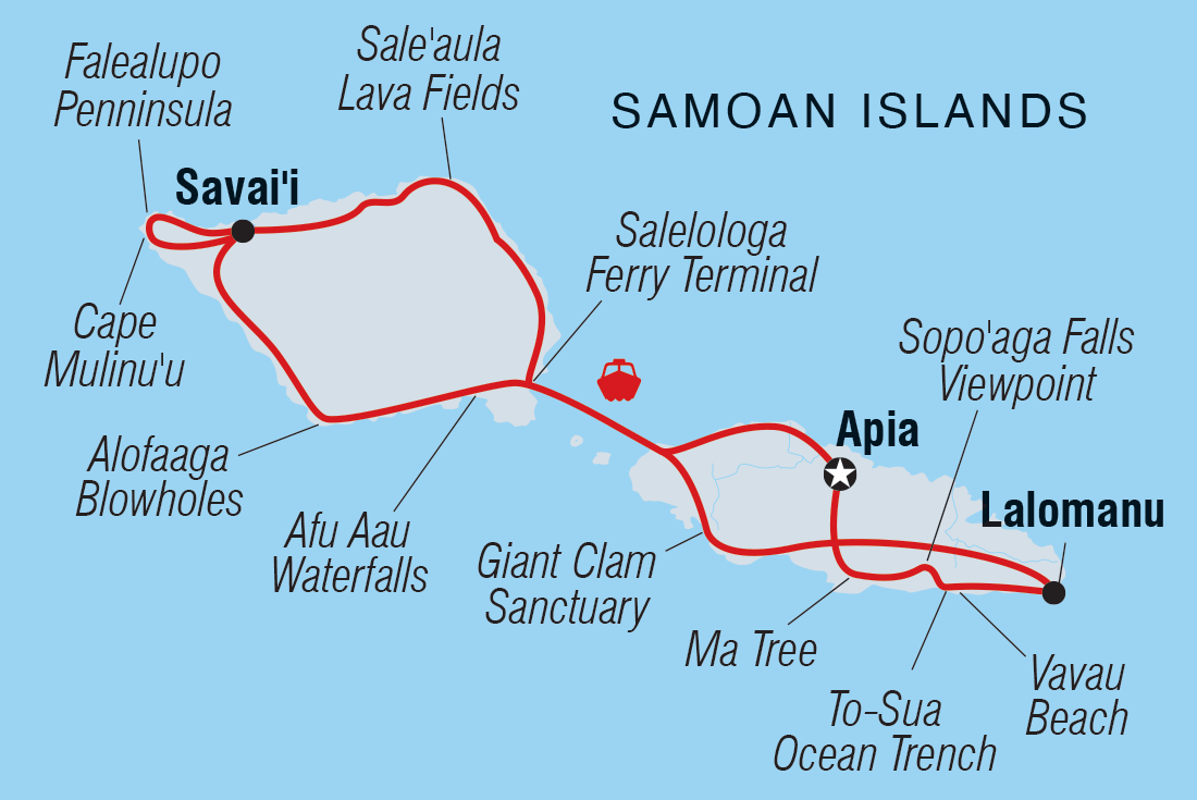 Samoa Adventure Itinerary Map