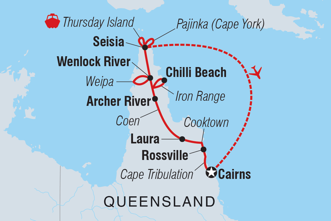 tourhub | Intrepid Travel | Cape York & Torres Strait Explorer | Tour Map