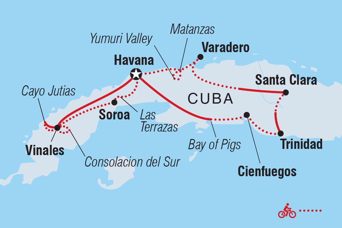 tourhub | Intrepid Travel | Cycle Cuba | Tour Map