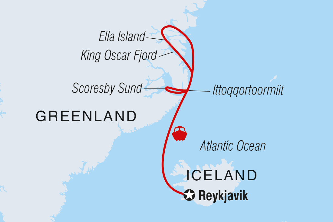 tourhub | Intrepid Travel | Adventures in Northeast Greenland: Glaciers, Fjords and the Northern Lights | Tour Map