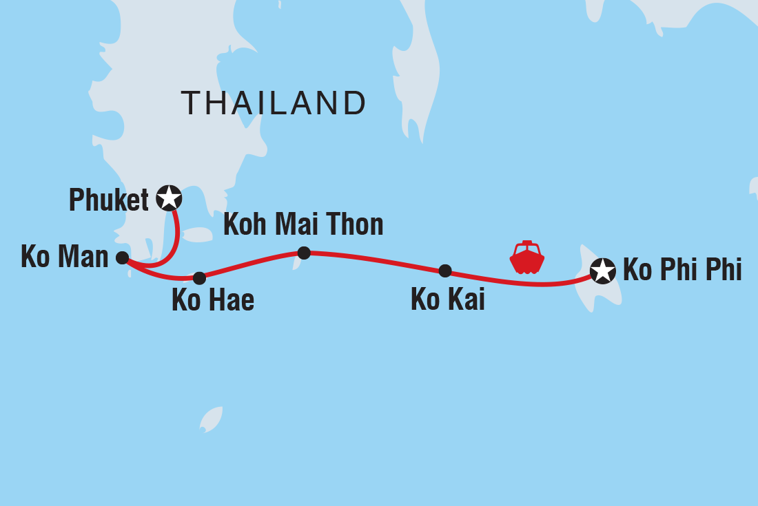 tourhub | Intrepid Travel | Sail Ko Phi Phi to Phuket | Tour Map