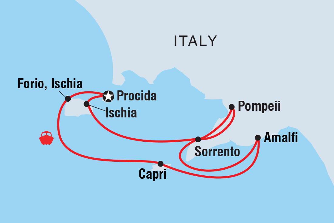 tourhub | Intrepid Travel | Amalfi Coast Sailing Adventure | Tour Map