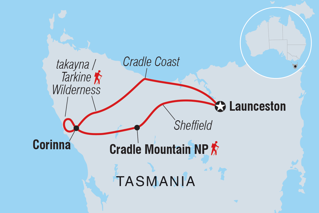 tourhub | Intrepid Travel | Walk Tasmania's Tarkine & Cradle Mountain | Tour Map