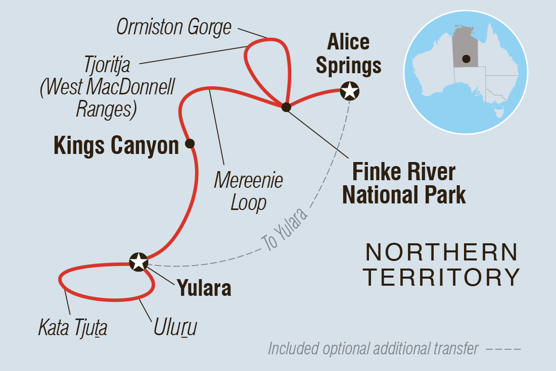 Red Centre & Uluru Explorer Itinerary Map