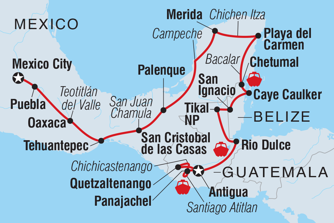 Central America Encompassed Itinerary Map