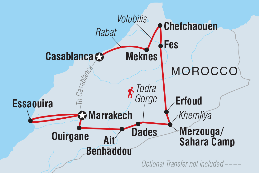 Premium Morocco in Depth with Essaouira Itinerary Map