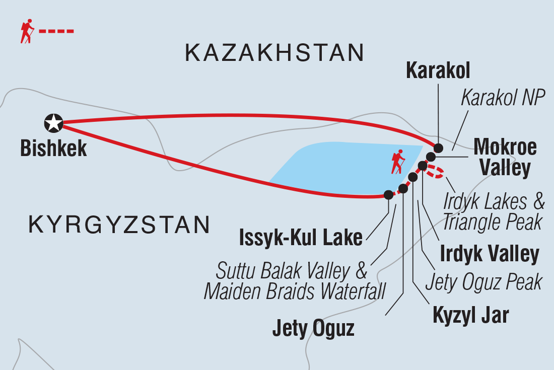 Kyrgyzstan: Trekking the Tien Shan Trails Itinerary Map