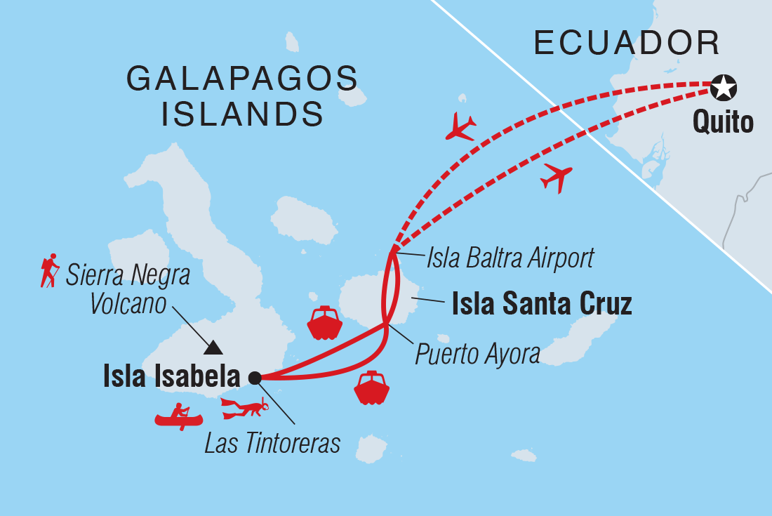 Galapagos Family Holiday Itinerary Map