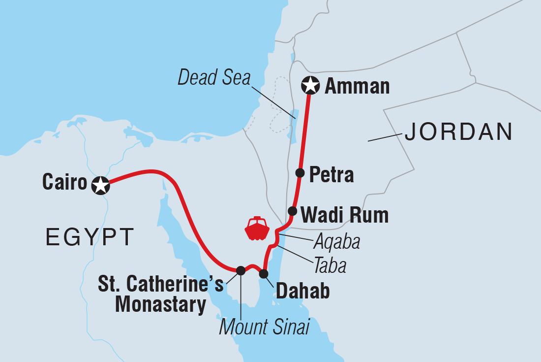 Jordan & Egypt Express Itinerary Map
