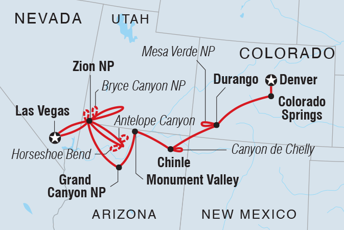 Discover Southwestern USA Itinerary Map