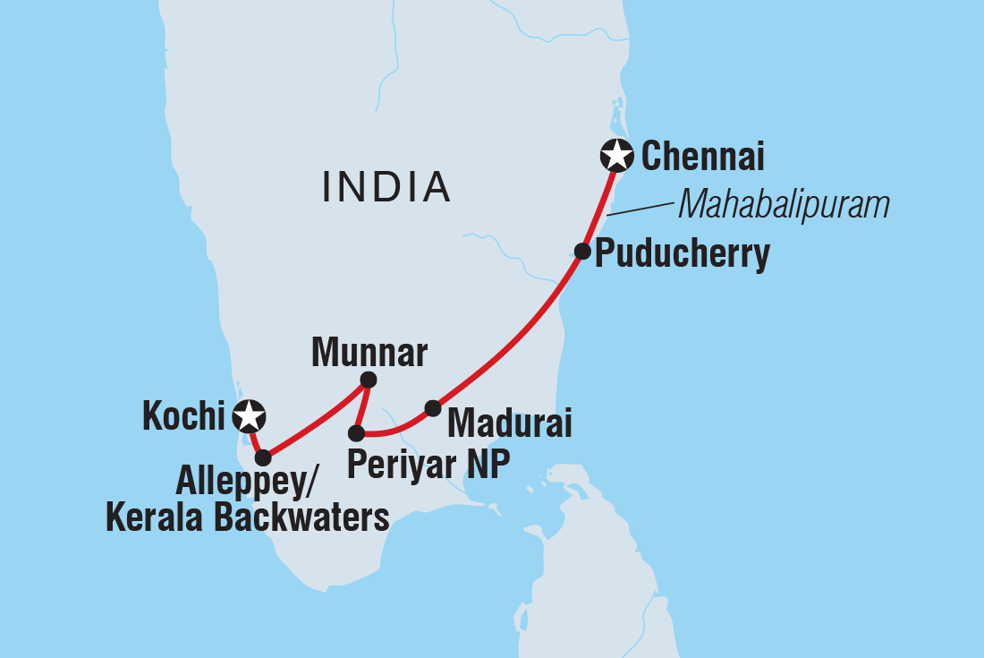 Premium South India Itinerary Map