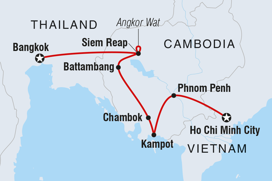 Cambodia Adventure Itinerary Map