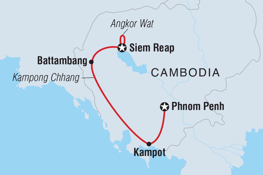 Cambodia Real Food Adventure Itinerary Map