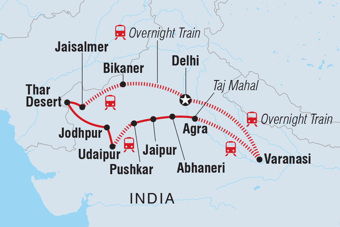North India Revealed Itinerary Map