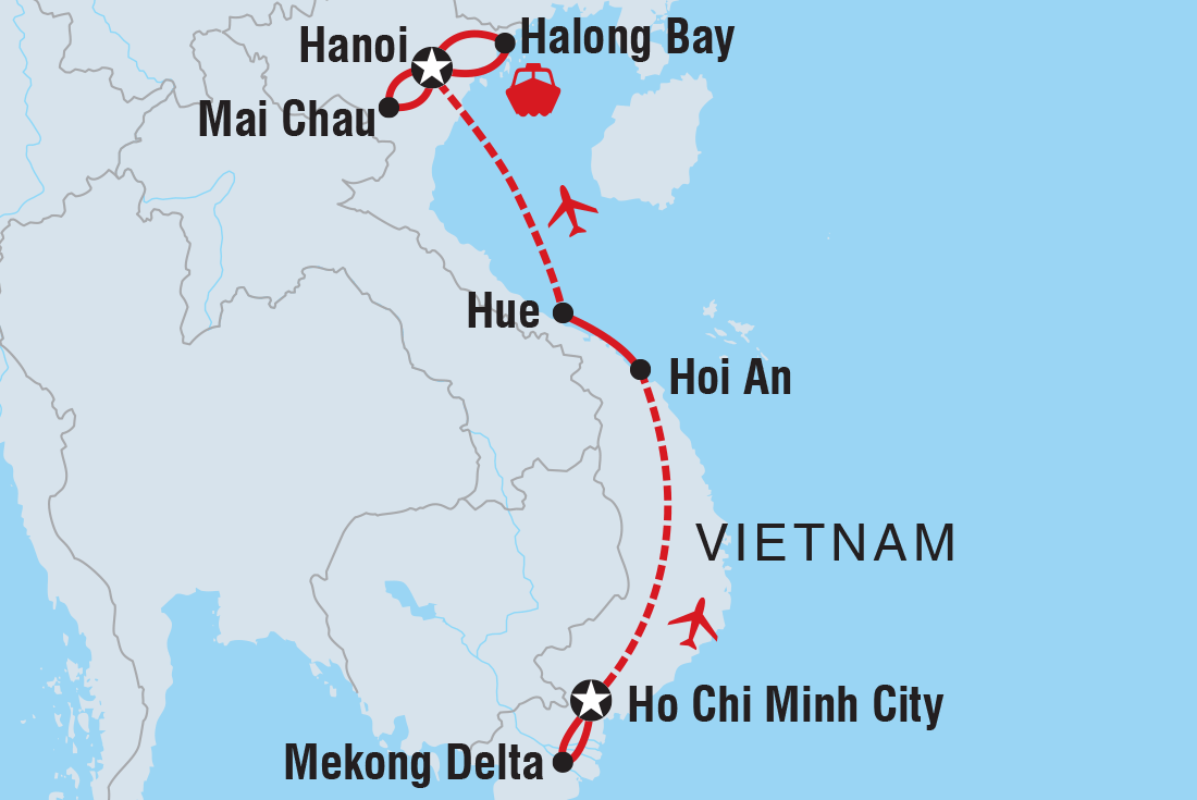 Premium Vietnam in Depth Itinerary Map