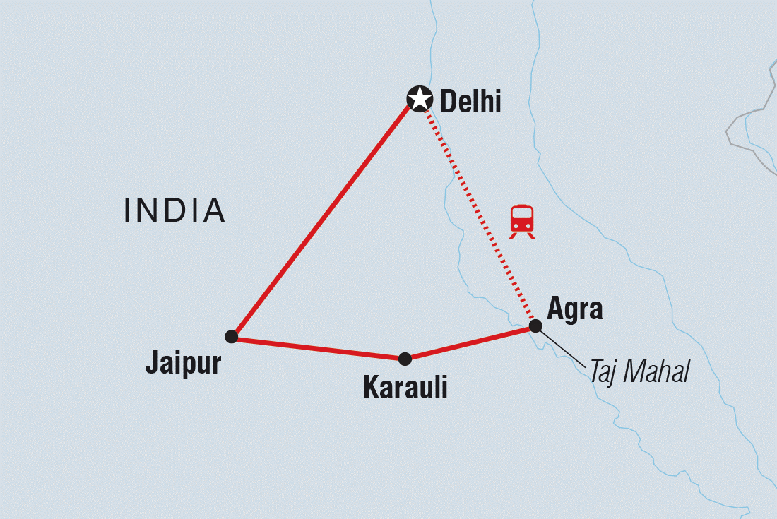 India Golden Triangle Family Holiday Comfort Itinerary Map