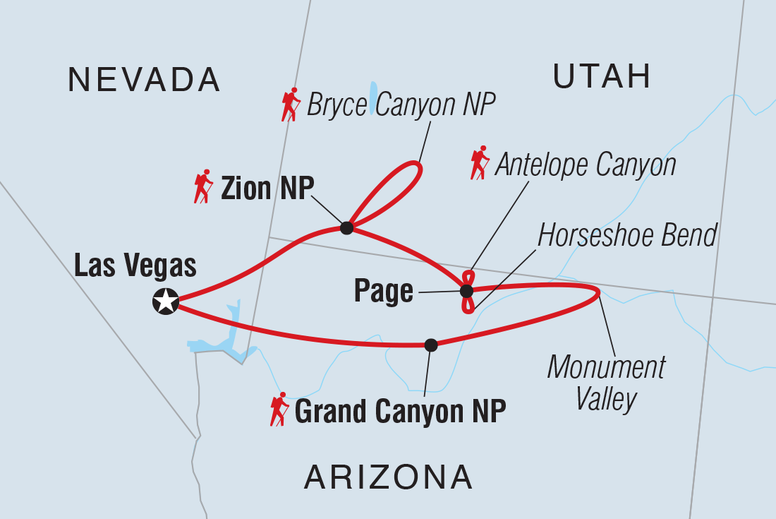 Western USA National Parks Loop Itinerary Map
