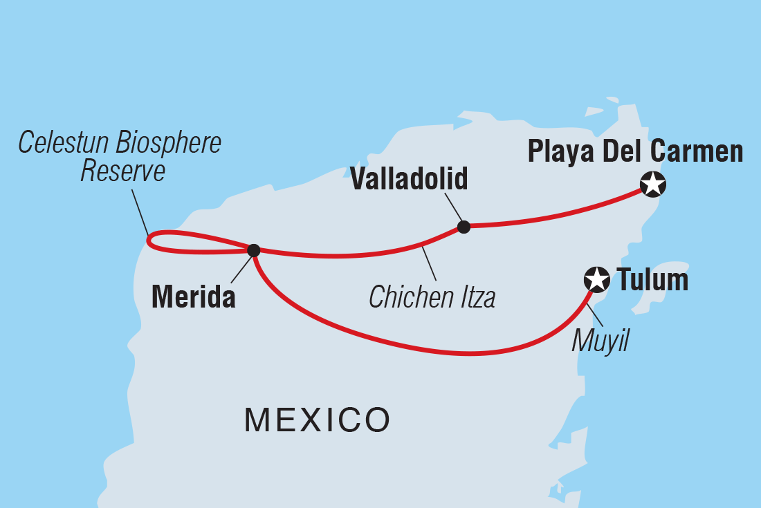 Premium Mexico Yucatan Highlights Itinerary Map