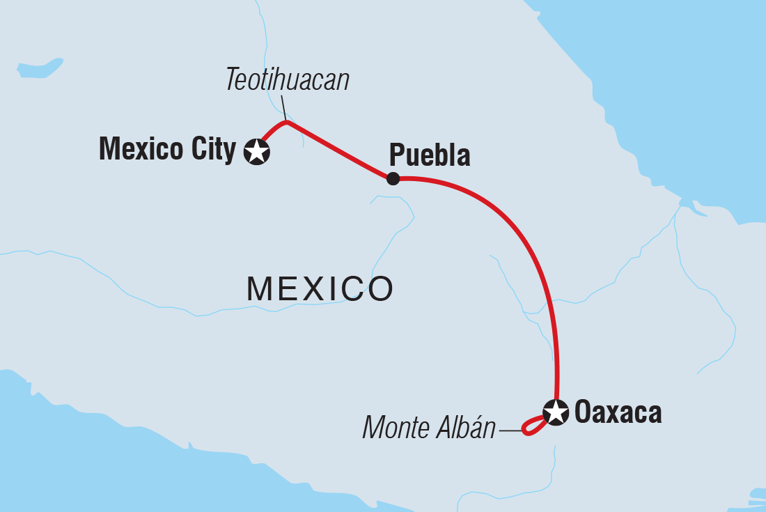 Mexico City to Oaxaca Itinerary Map