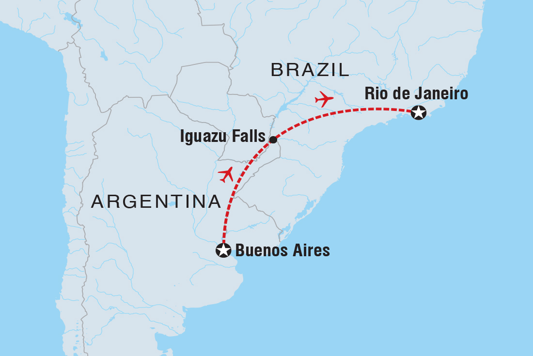 Premium Argentina & Brazil Itinerary Map