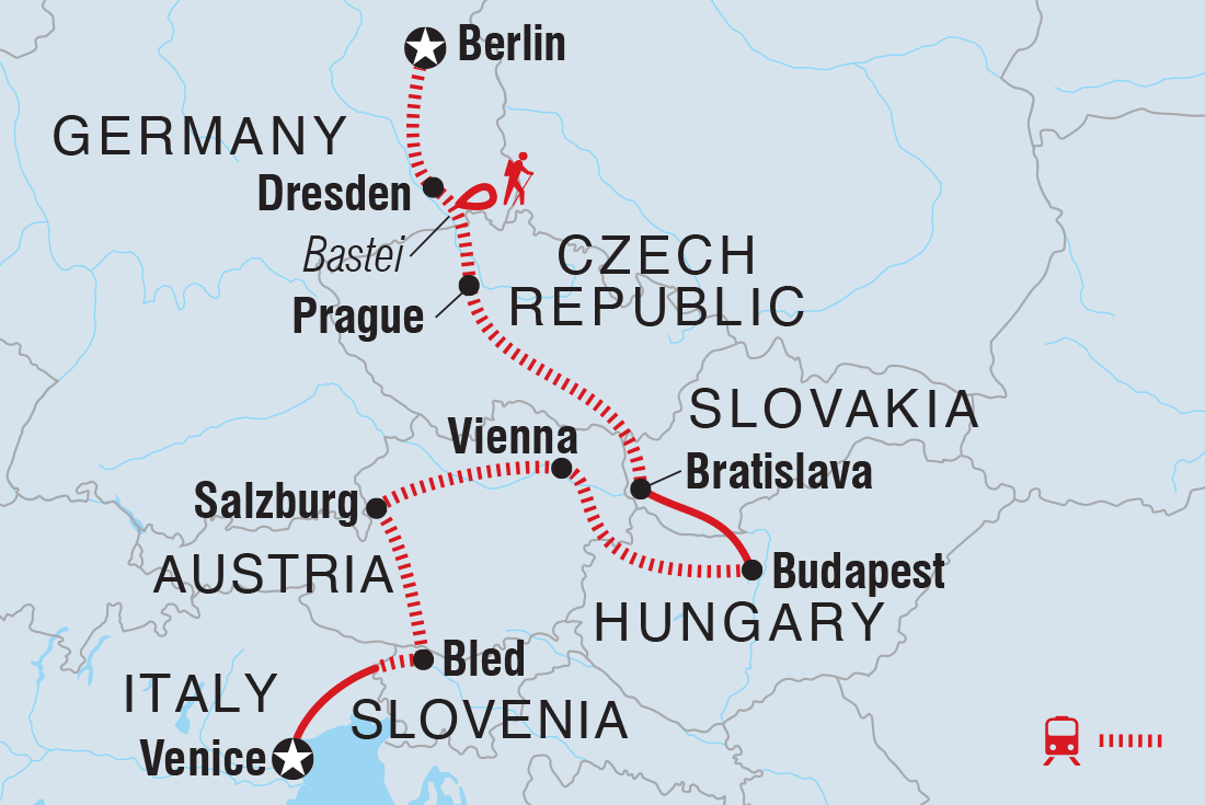Berlin to Venice Itinerary Map