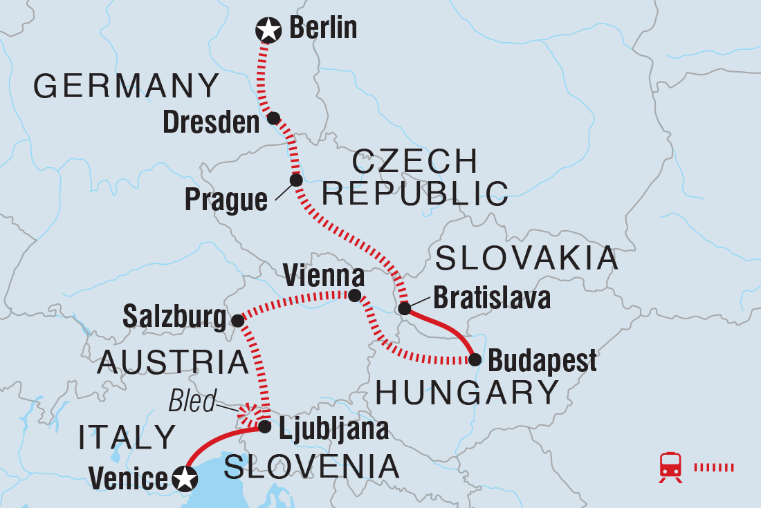 Berlin to Venice Itinerary Map