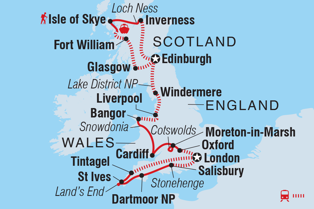Best of the United Kingdom Itinerary Map