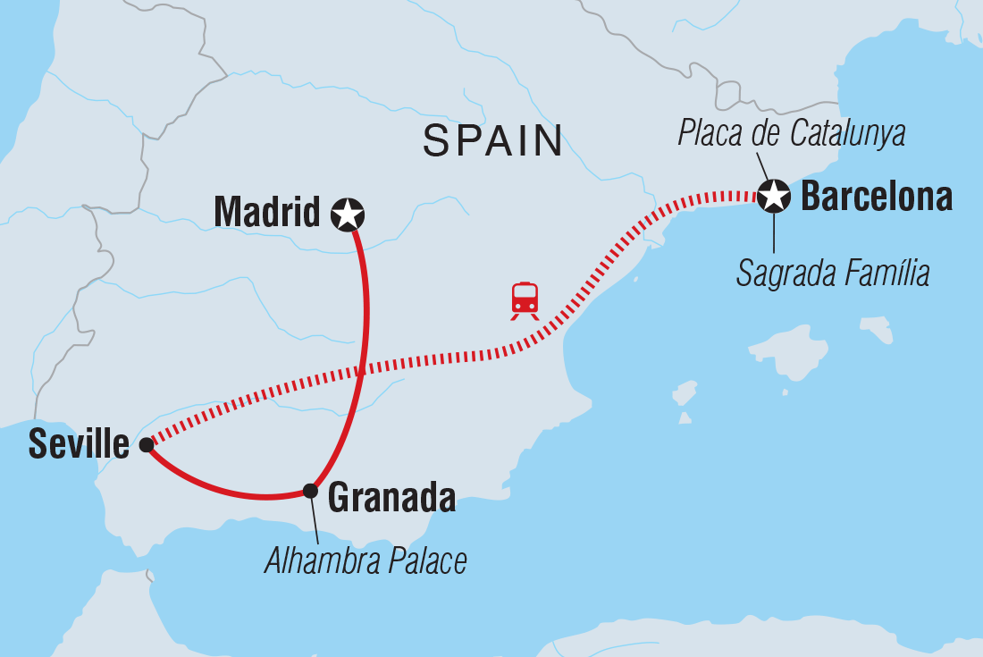 Highlights of Southern Spain Itinerary Map