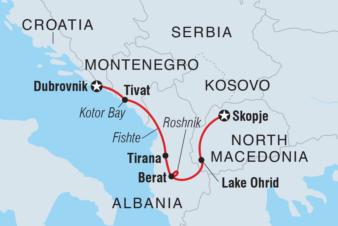 Western Balkans Uncovered Itinerary Map