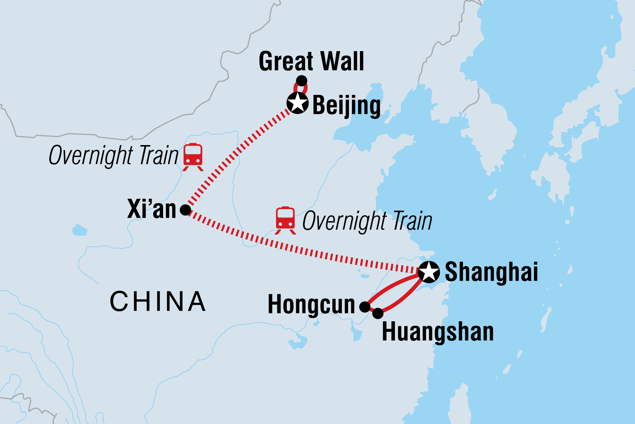 North China Getaway Itinerary Map