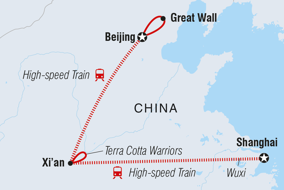 China Highlights Itinerary Map
