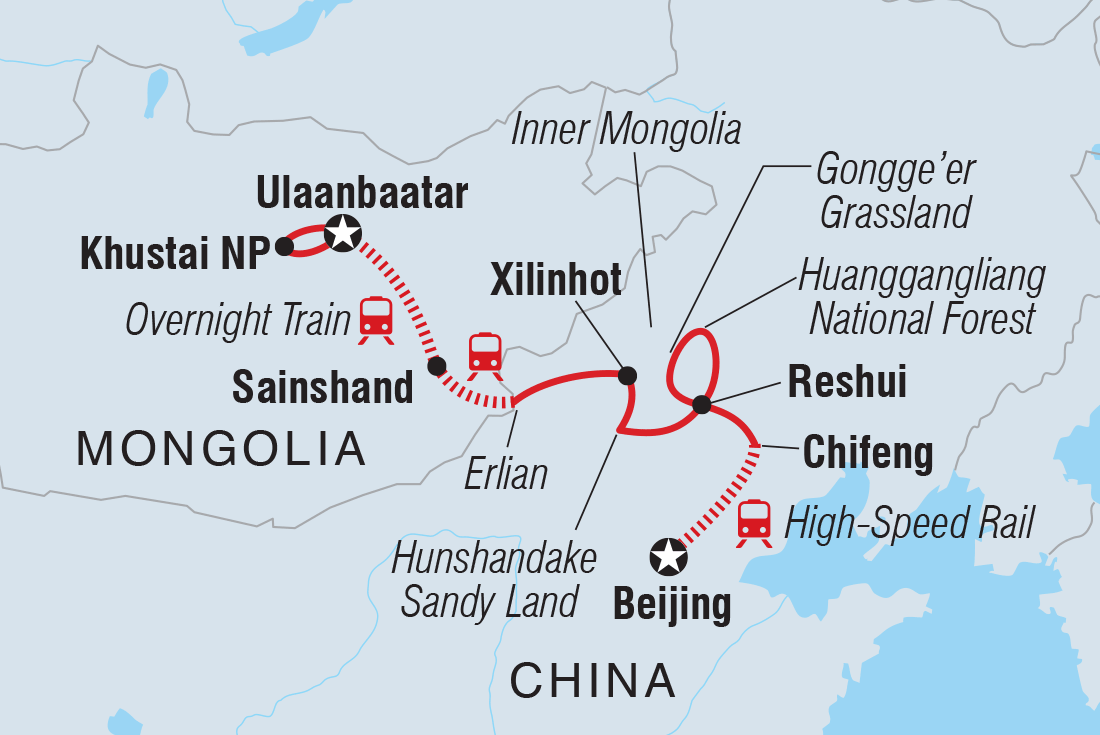 Trans-Mongolian Railway Adventure Itinerary Map