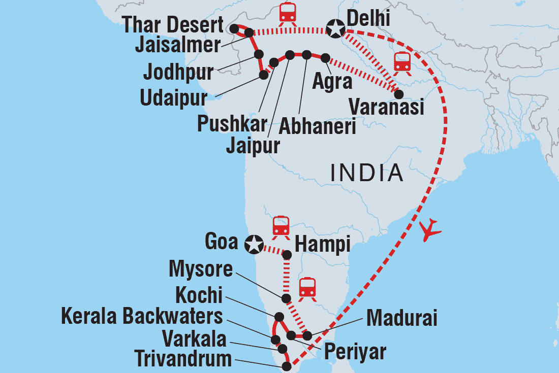 Iconic India Itinerary Map