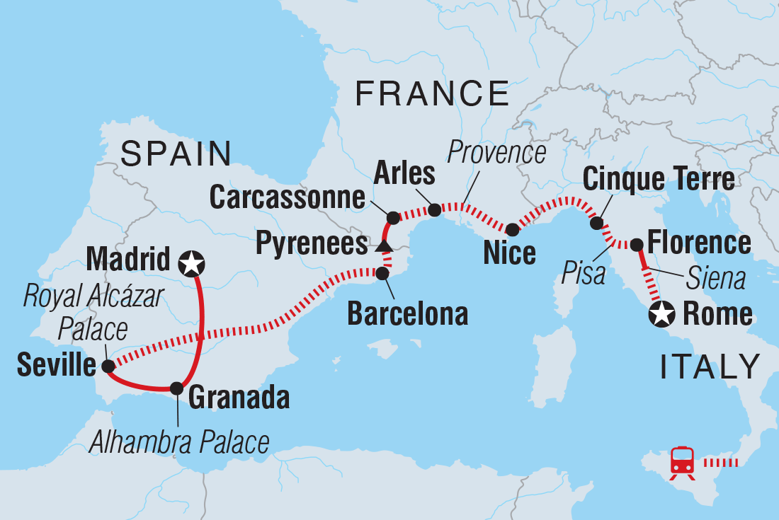 Madrid to Rome Itinerary Map