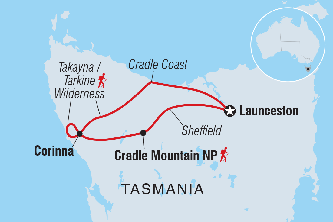 Walk Tasmania's Tarkine &amp; Cradle Mountain Itinerary Map