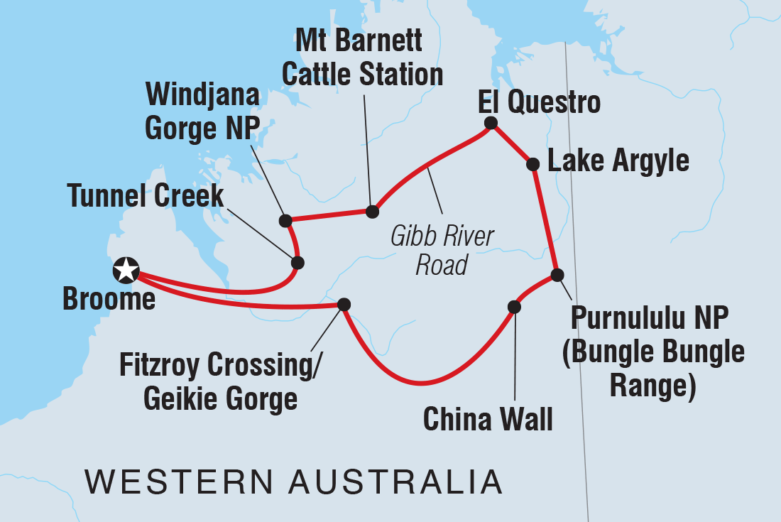 Wild Kimberley Overland Itinerary Map