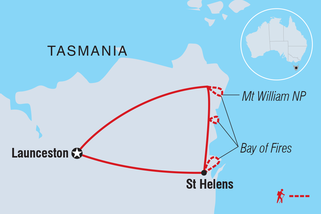 Walk Tasmania's Bay of Fires Itinerary Map