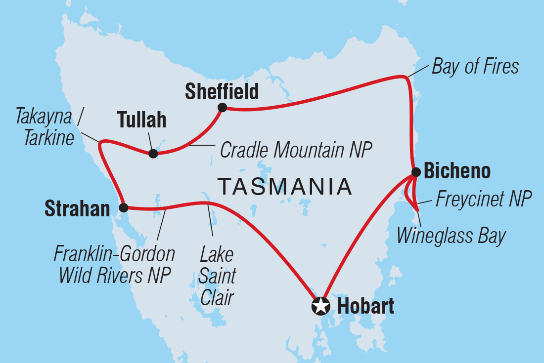 Tasmania Adventure Itinerary Map